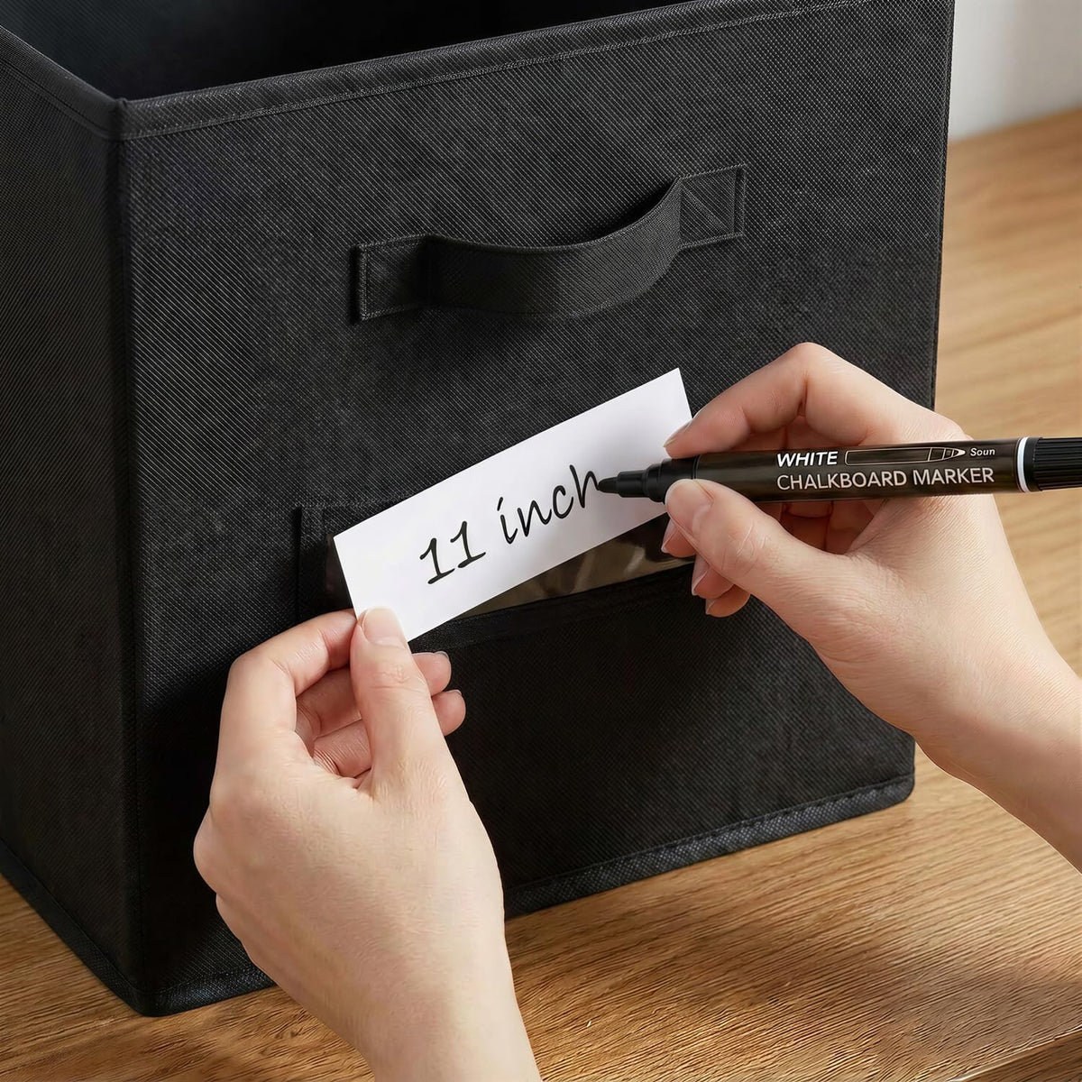 Storage Bins,11" Cube Storage Bin with Labels,10pcs,Black