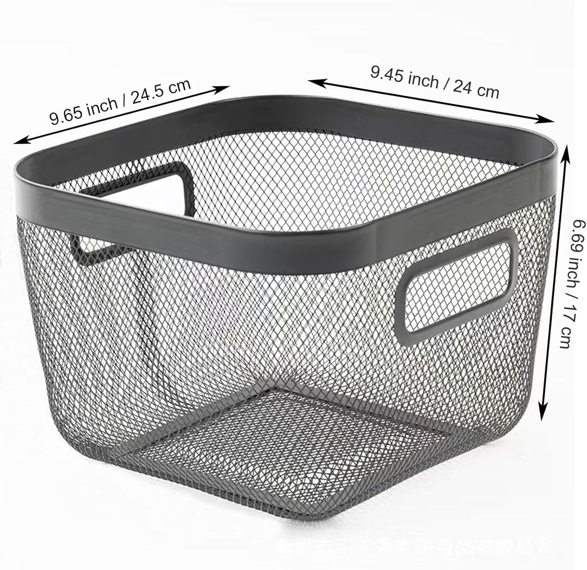 AJIODA Metal Mesh Steel Baskets, Household Wire Storage Organizer Bin Garden Harvest Basket Multi-functional Fruit Baskets with Handles for Kitchen Bathroom Picnic Shopping Decor Cabinet Home, Black