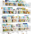 34Inch Nursery Floating bookshelf Coat Rack with 6 Hooks, Set of 4 White