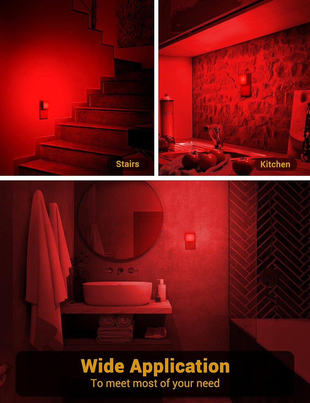 JandCase Red Night Light, Red NightLight[2 Pack],0.3W LED Night Light