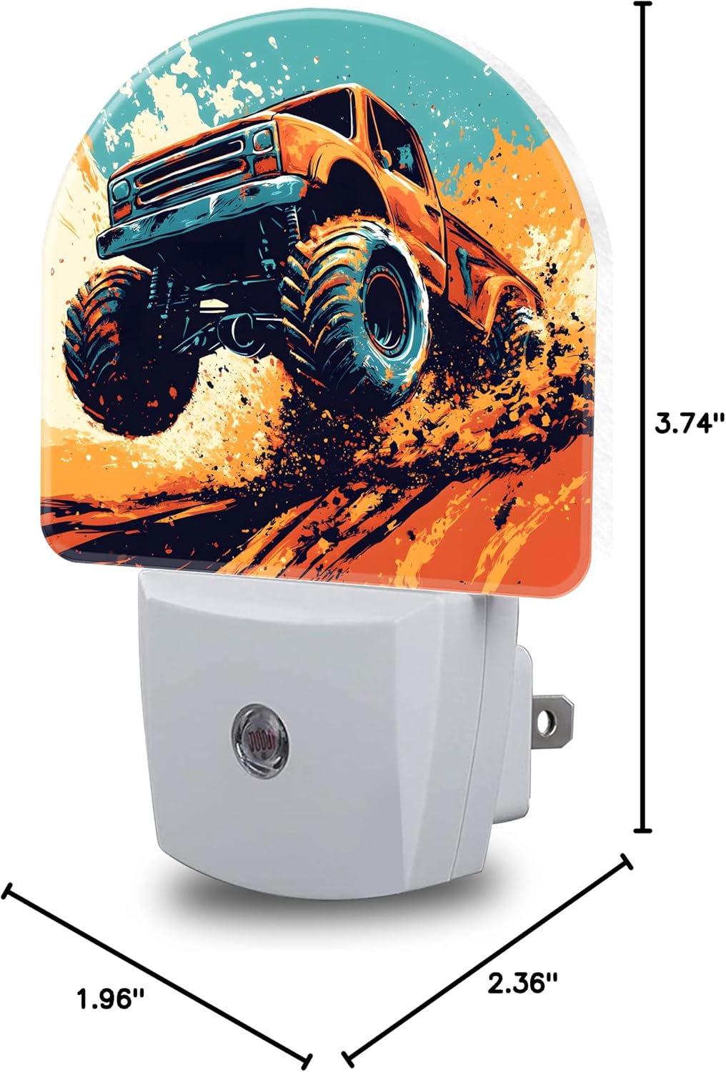 Night Lights Plug into Wall Cartoon Monster Truck Night Light Dusk to Dawn Smart Sensor Decorative Round Led Lamp for Bedroom Kitchen Hallway Nightlight for Women Men