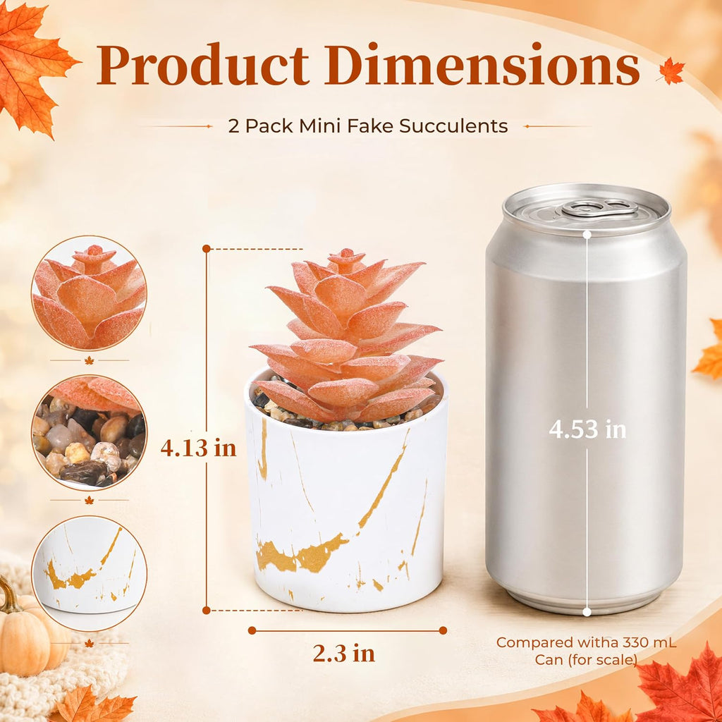 Der Rose 2 Pack Fall Fake Plants in Gold Accent Pots for Autumn Decor