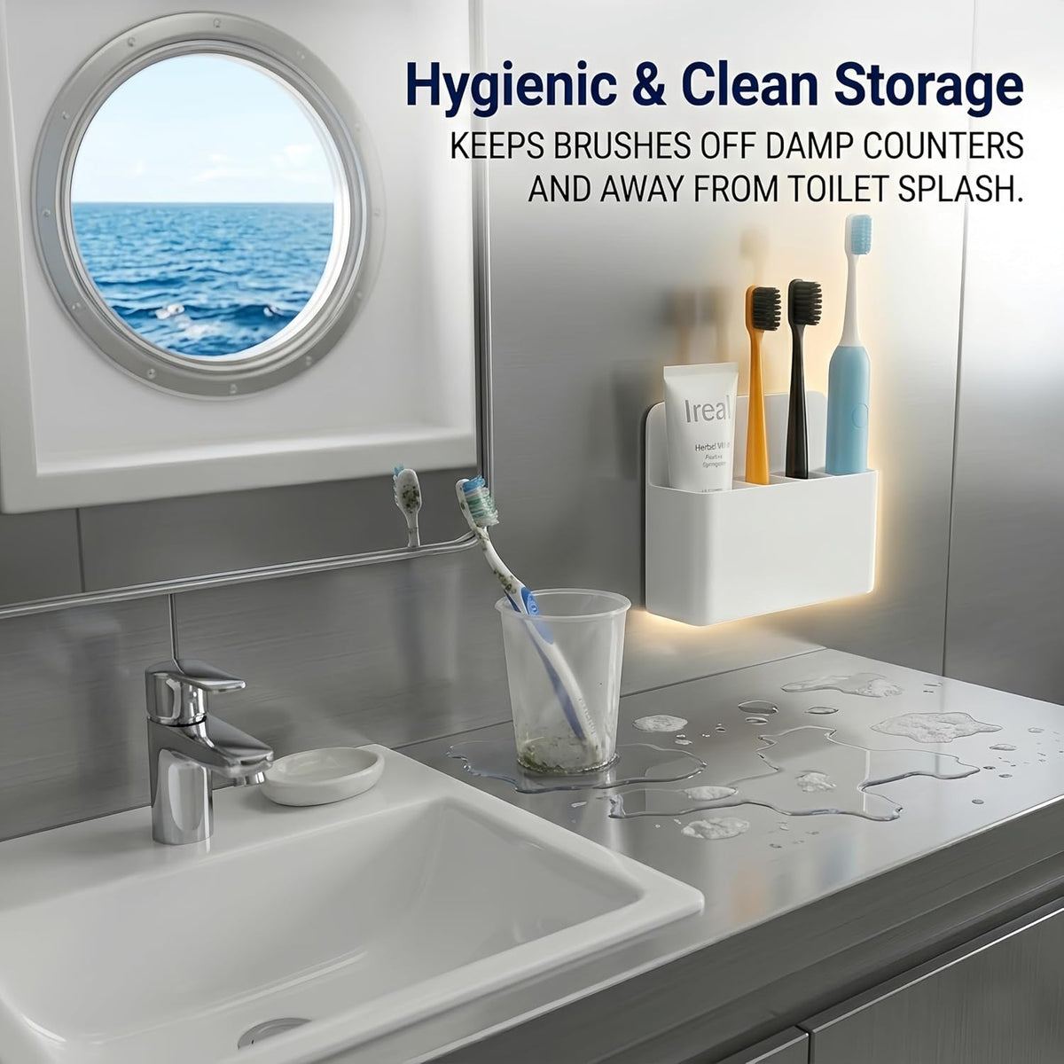 Magnetic Toothbrush Holder for Cruise Ships, Wall-Mounted Bathroom Organizer, Compact Travel Accessories, Cruise Essentials 2025&2026