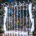 YEGUO 300 LED White Christmas Lights, Curtain Lights Plug in, 8 Modes Hanging String Lights for Bedroom Wall Window Backdrop Indoor Outdoor Party Xmas Decorations-9.8x9.8ft