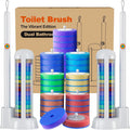 2 Pack Disposable Toilet Brush Set with Caddy, 2 Handles, 28 Refills