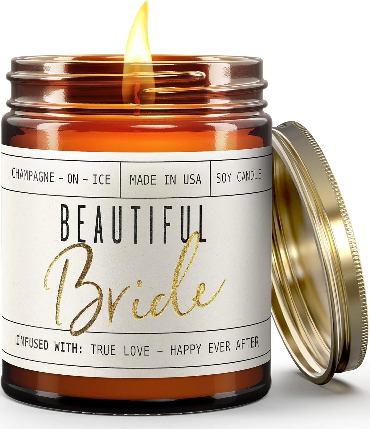 Bridal Shower Gifts Ideas, Best Bridal Shower Gifts for Bride to Be, Bride Gift -' Soy Wedding Candle, w/Champagne on Ice I Bachelorette Gift I 50Hr Burn, USA Made