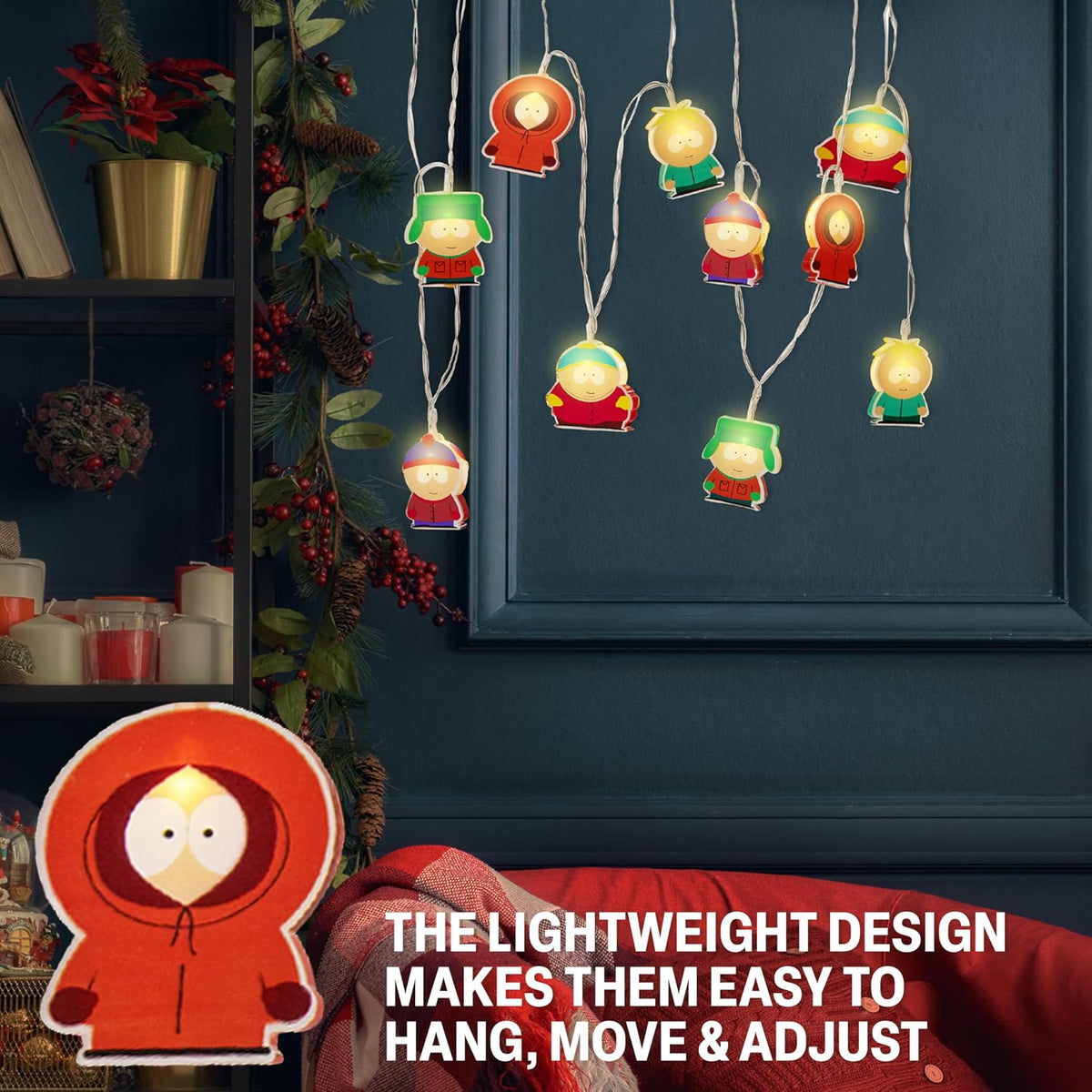South Park LED String Lights, 5.4 ft Battery Operated Indoor Fairy Lights for Bedroom, Wall Decor, Home, Room Decor Gifts