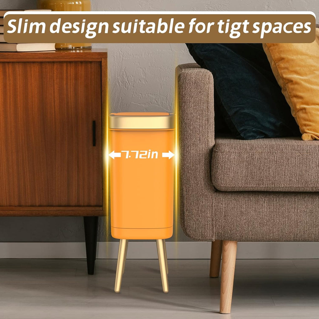 Procade Orange Bathroom Trash Can with lid,4 Gallon Retro Gold Garbage Can