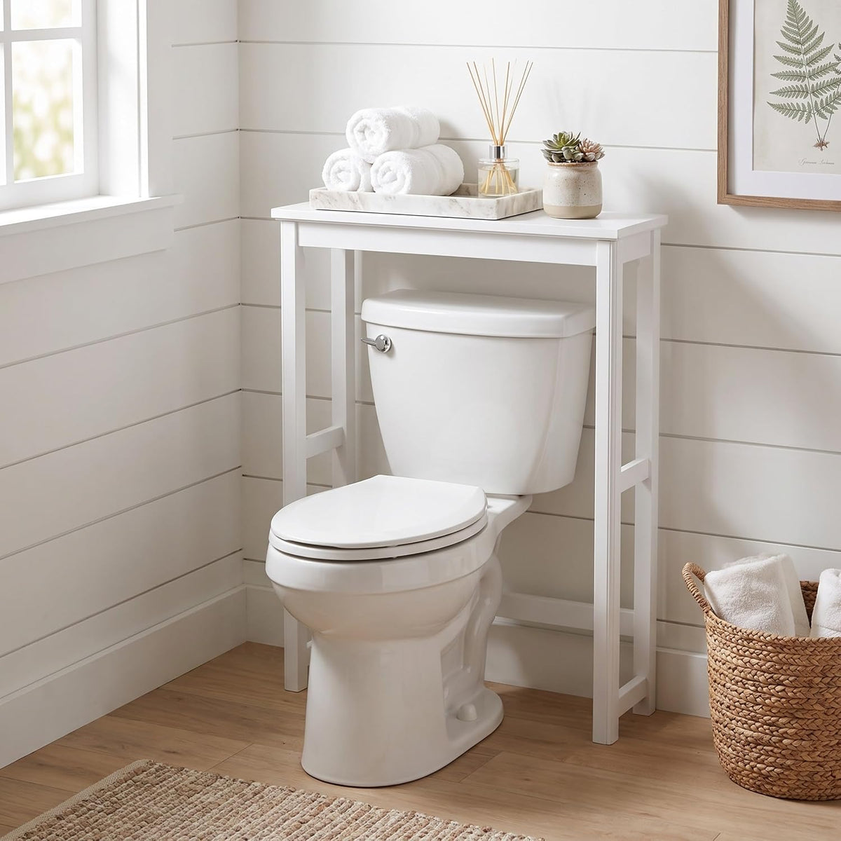 Alaterre Furniture Dorset Over the Toilet Storage Shelf, White, 29”W x 37”H