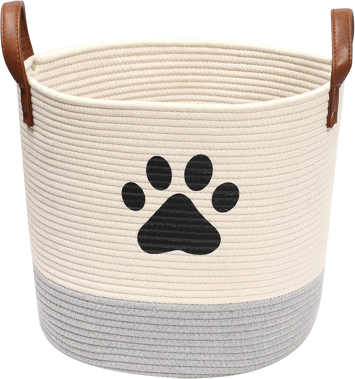 Cotton dog toy basket storage, puppy toy basket, puppy bins, laundry basket blanket storage bin - Perfect for organizing pet toys, blankets, leashes, pee mats and diapers -beige gray