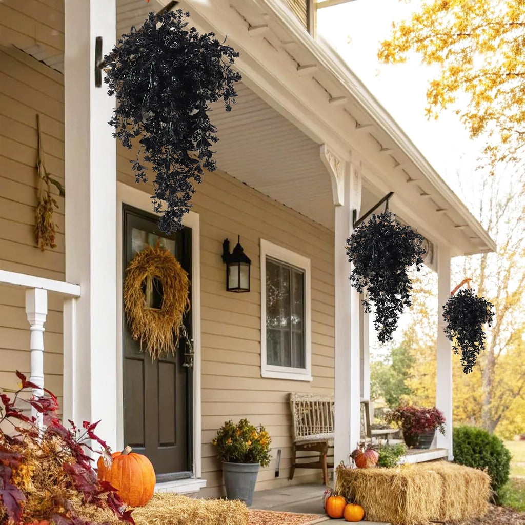 SJL Black Artificial Hanging Plant Faux Ivy Flower Fake Hanging Flowers