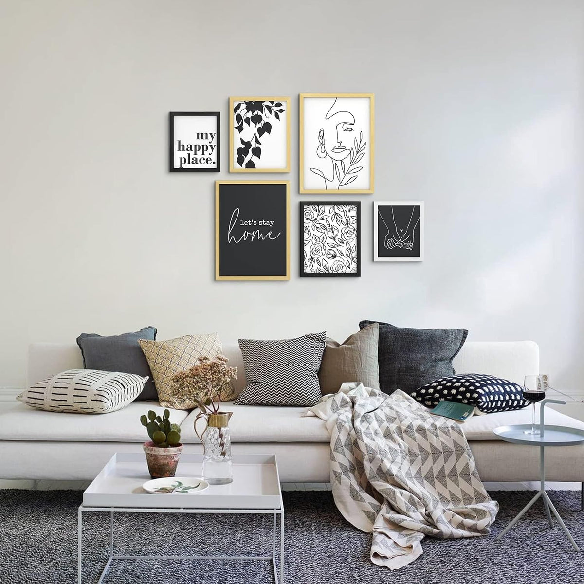 ArtbyHannah 6-Piece Multi-Size Gallery Wall Frame Set, Black