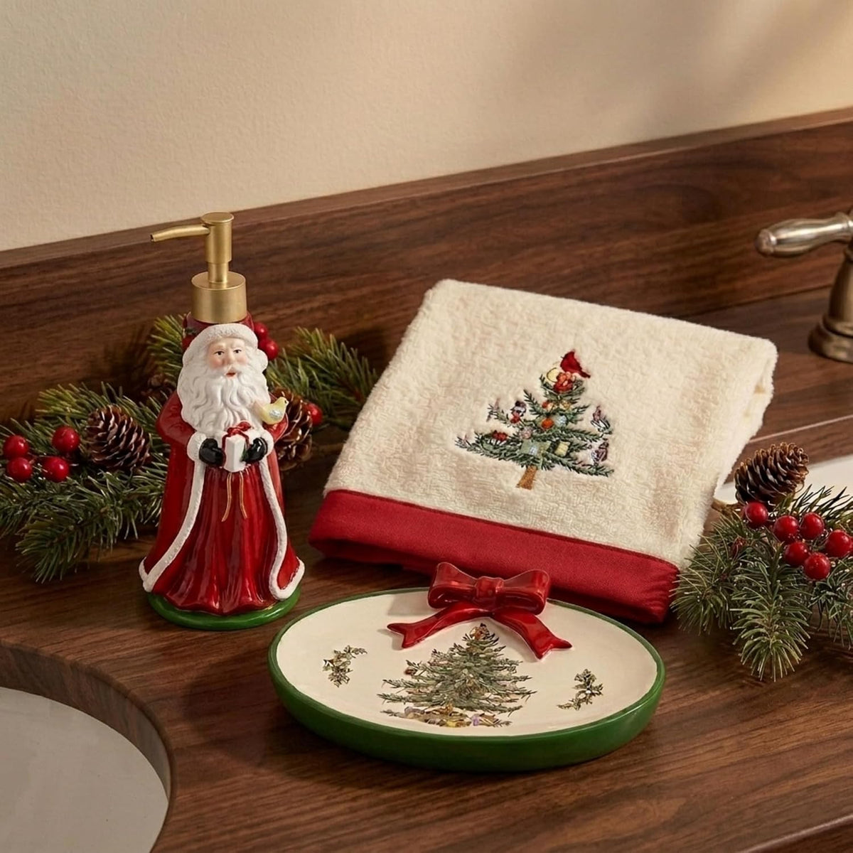 Spode - Christmas Soap Dish, Bar Soap Holder for Bathroom, Shower & Kitchen
