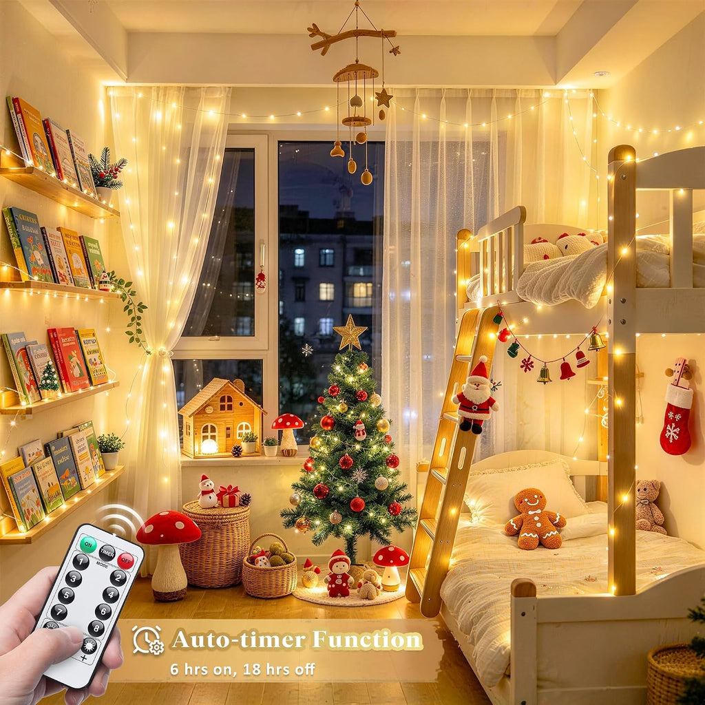 JMEXSUSS USB Fairy Lights for Bedroom,33ft 100 LED Christmas Lights Plug in