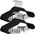 TIMMY 30 Pack Velvet Pants Hangers with Adjustable Clips, Black, Non-Slip