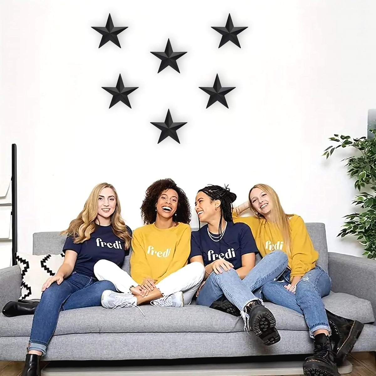 JoyEvy 6" 6pieces Black Metal Barn Star Wall Decor,Texas Stars Art,Metal Stars Rustic Vintage Western Country Farmhouse Home Decoration