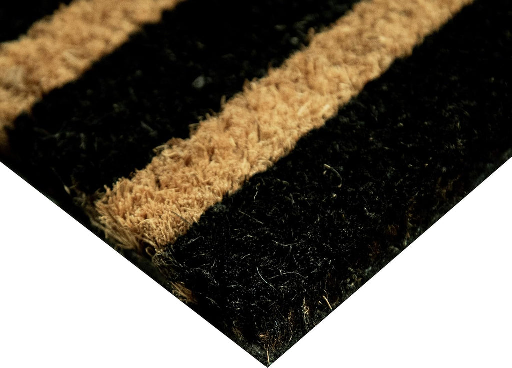 Ackland Coir Doormat | Clara Black Stripe Home | 18" x 30"