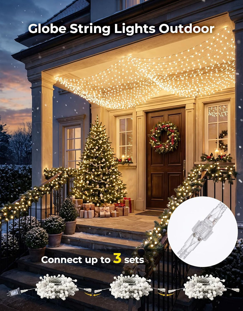 LitHome 33FT Globe String Lights for Indoor Bedroom Connectable, Warm White