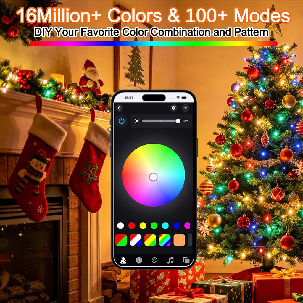 LJLNION Smart Color Changing Halloween Lights, 98.6FT 300 LED RGB Christmas String Lights with Remote & App Controlled, Music Sync Multiple Modes, Waterproof Indoor Outdoor Holiday Tree Party Decor