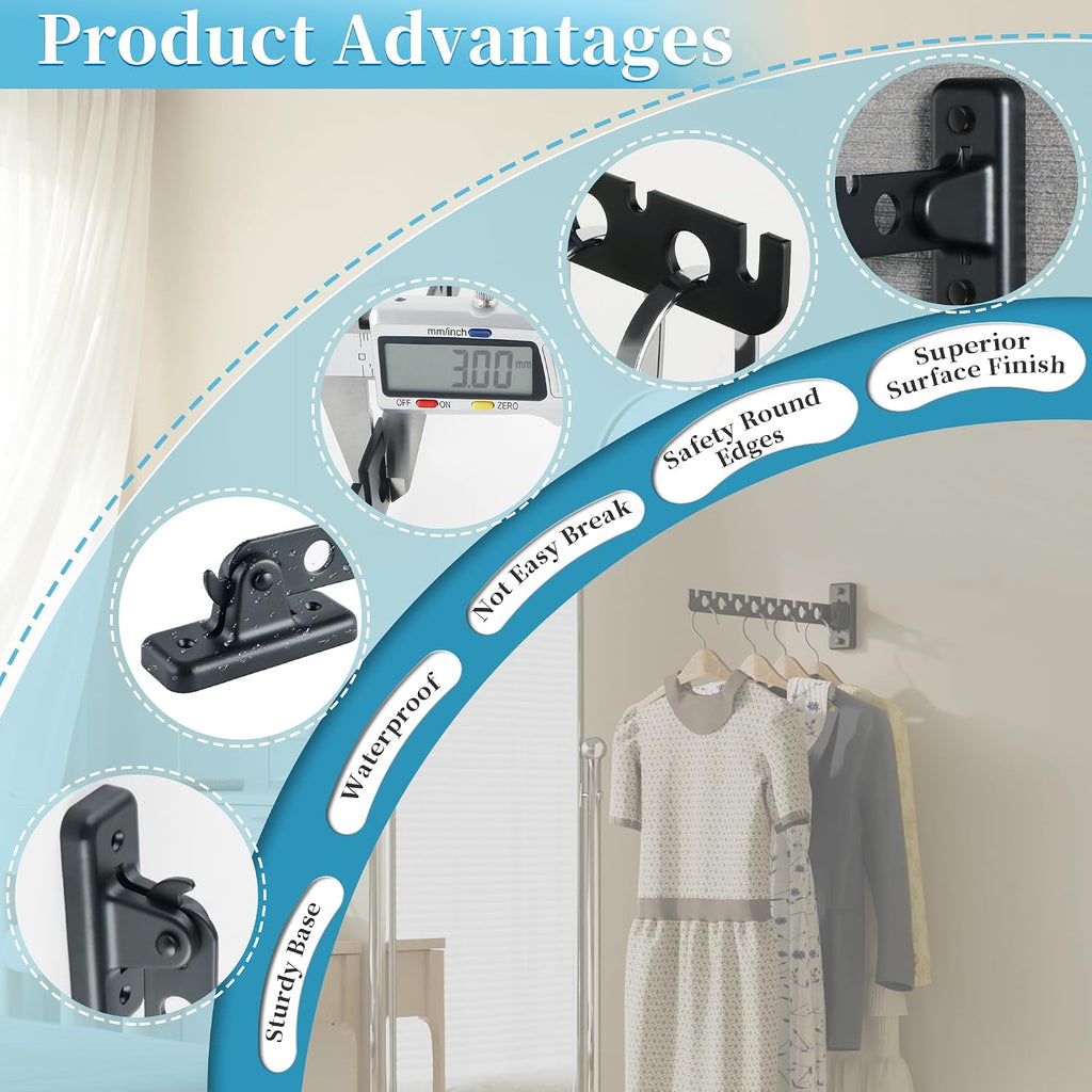 Alise Clothes Drying Rack Wall Mounted,Foldable Coat Hanger Black,1P