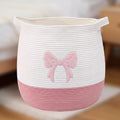Large Cotton Rope Woven Storage Basket (17.7" x 16.9") - Decorative Round Laundry Hamper & Toy Organizer Bin with Handles for Nursery, Kid's Room and Blankets