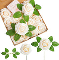 XIANNVXI 16Pcs Champagne Artificial Rose Foam Flowers