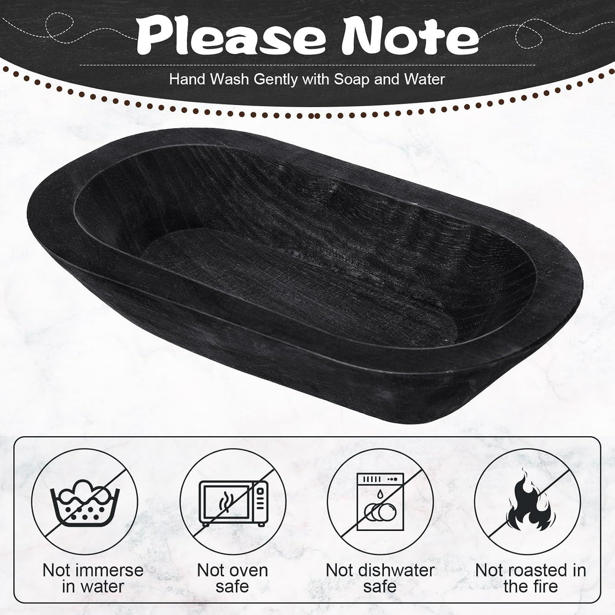Nuogo 10 Pack 12.5 Inches Wooden Dough Bowls Bulk Rustic Bowls, Black