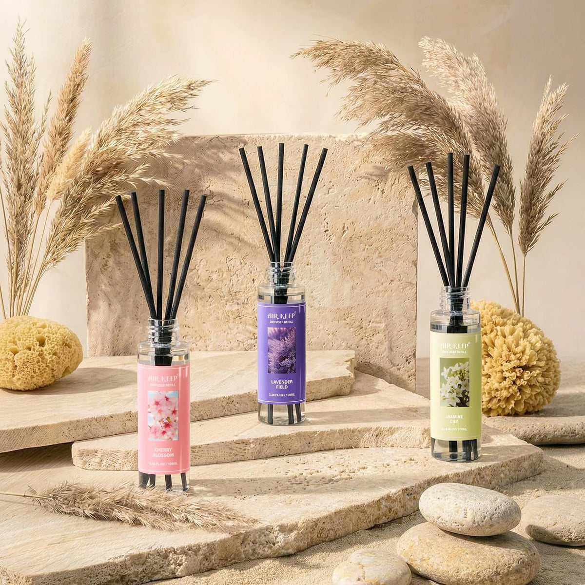 Airkeep Reed Diffuser Oil Refill/Cherry Blossom/3.38 oz/1 Pack/Air Freshener & Aromatherapy Essential Oil Blend for Home Fragrance – Scented Refill Oil for Bathroom, Bedroom & Home Decor