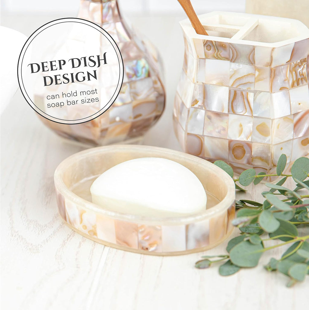 Milano Mother of Pearl 4 Piece Resin Bathroom Accessories Set