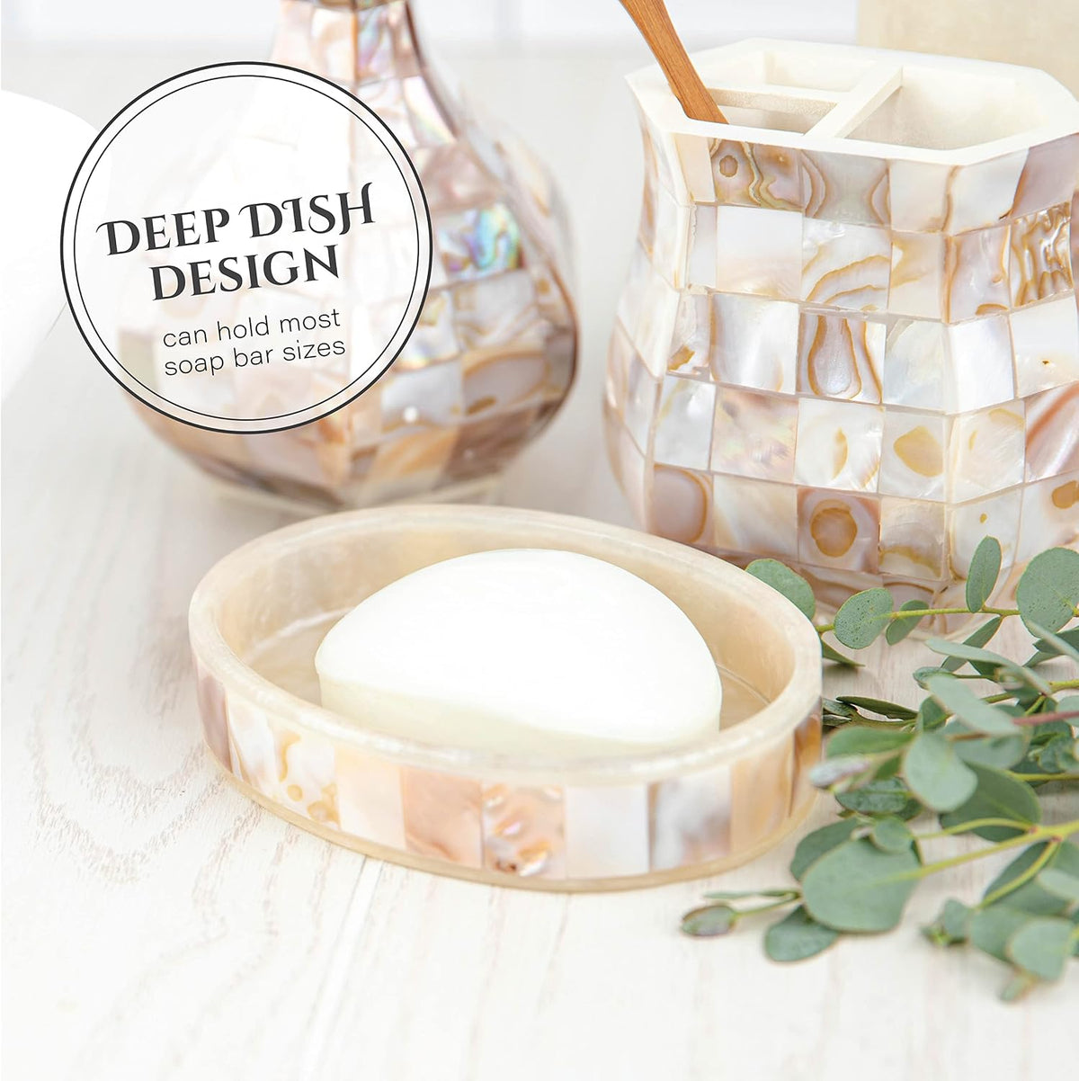 Milano Mother of Pearl 4 Piece Resin Bathroom Accessories Set