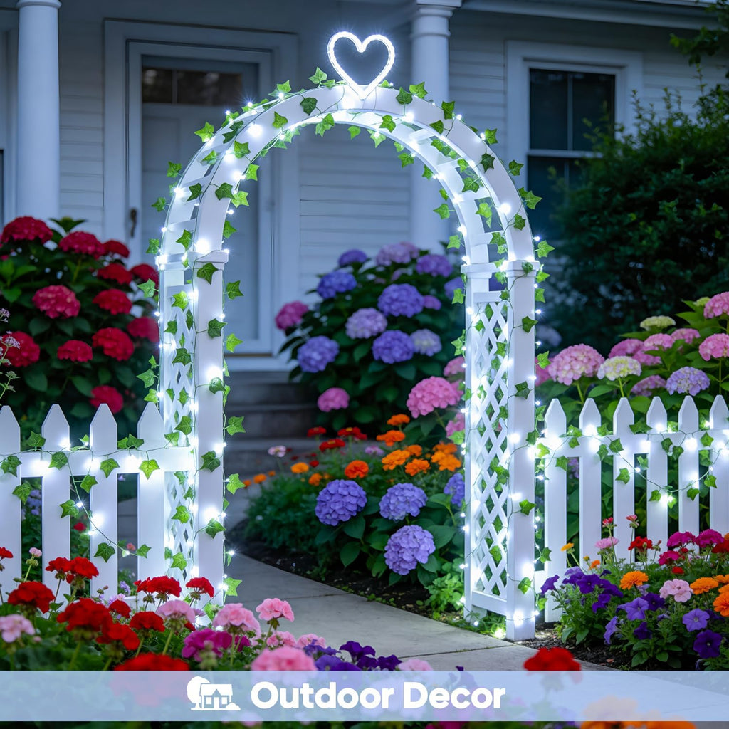 JMEXSUSS 33Ft Vines with Lights Battery Operated, 100 LED, White