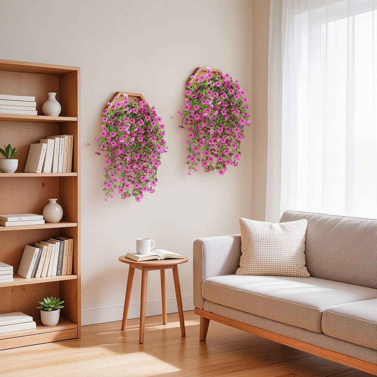 Artificial Hanging Flowers for Outdoors, 12PCS Faux Silk Artificial Flowers for Outdoors, UV Resistant Fake Flowers, No Fade Trailing Greenery, Decor for Home Porch Patio Balcony Garden Yard