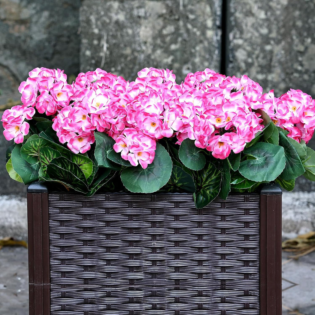 2 Pcs Pre-Potted Artificial Flowers for Outdoor - Pink