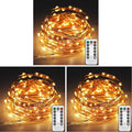 Twinkle Star 33ft 100LED Copper Wire String Lights Fairy String Lights 8 Modes USB Powered with Remote Control for Wedding Party Home Christmas Decoration, Warm White (Pack of 3)