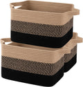 OIAHOMY Cotton Rope Storage Baskets for Organizing Black & Brown 3-Pack