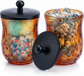 2 Pack 10Oz Amber Q-Tip Holder, Round Thick Glass