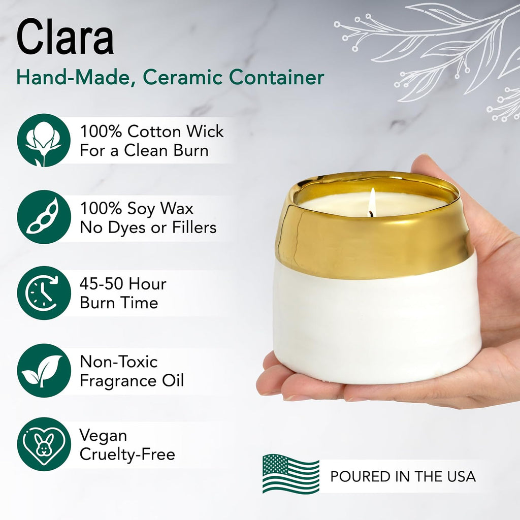 Hyggelight - The Growing Candle, Lavender Scented, 10oz Ceramic Pot, Single Wick Aromatherapy Candles, 100% Soy for Women and Men, Clara