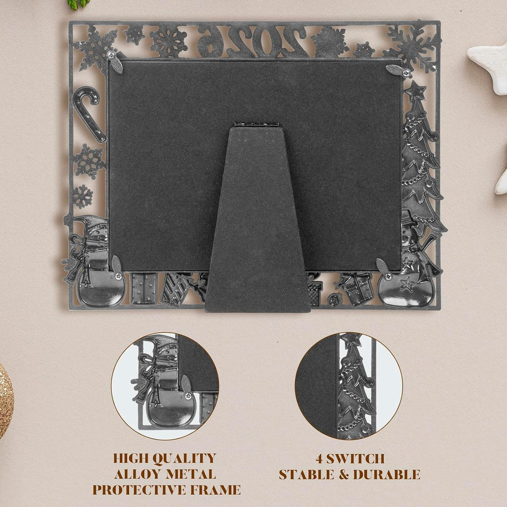 LARAINE Picture Photo Frame 5x7 Metal 2026 Christmas High Definition Display Pictures for Tabletop Home Decorative Holiday Gift (Gray (2026))
