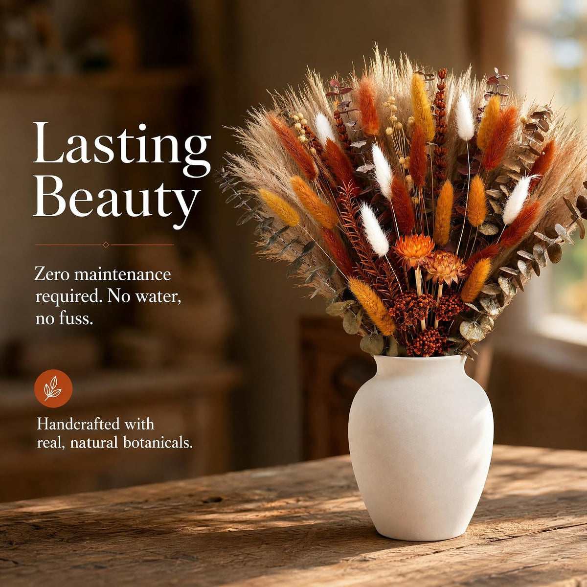 Umero Natural Dried Flower Bouquet - 17" Boho Fall Pampas Grass