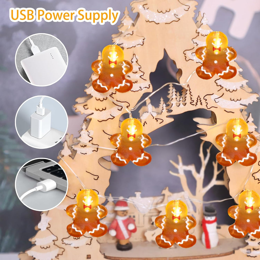 Impress Life Christmas Decoration Gingerbread Men Cookies String Lights