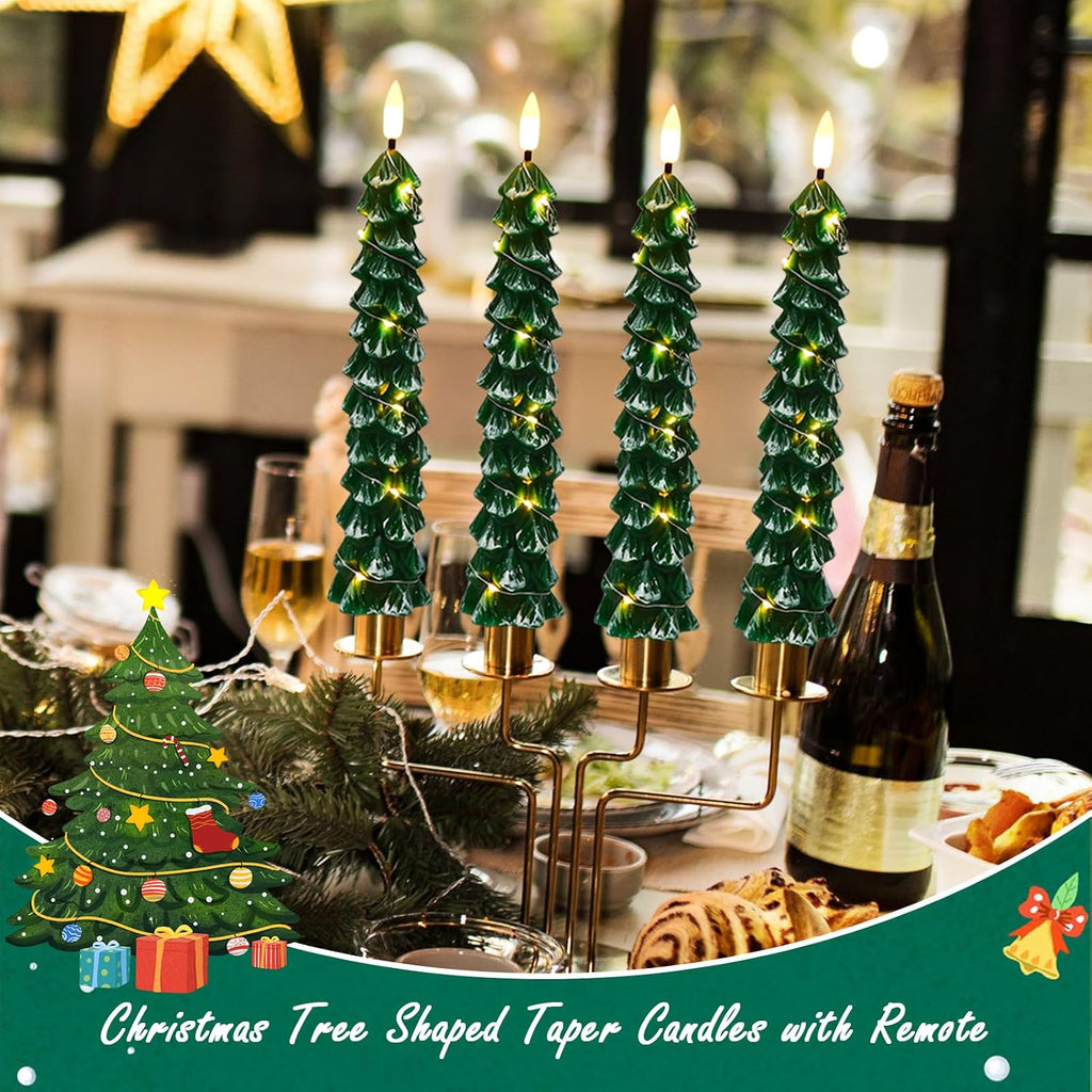GenSwin Christmas Tree Flameless Taper Candles candlesticks Remote Timer