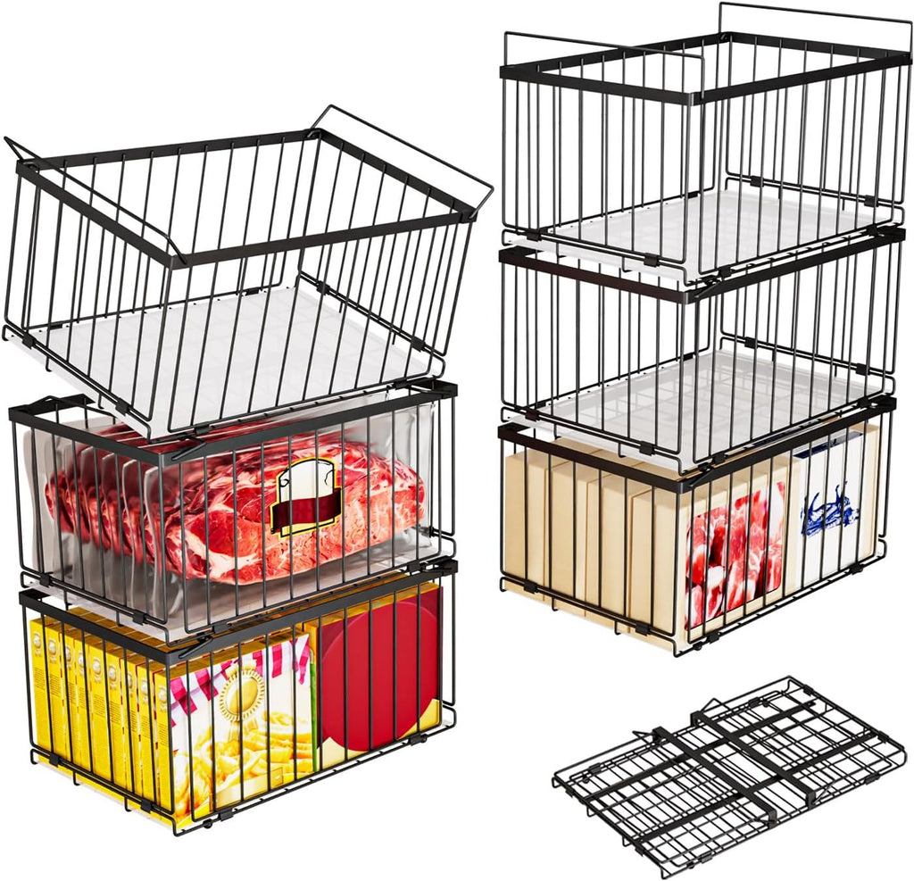 Large Freezer Organizer Bins for 5 to 9 Cu.Ft,Quick Expand/Collapse,6PACK