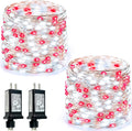 2 Pack Fairy Lights Plug in 99 FT 300 LED Christmas String lights Red White