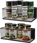 Frcctre 2 Pack Magnetic Basket Magnetic Fridge Organizer, Metal Wire Spice Rack Pen Holder Storage Organizer Basket for Refrigerator Whiteboard Home Kitchen Office