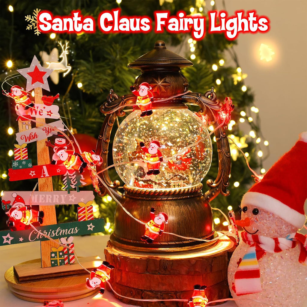 cshare Christmas String Lights, Christmas Tree Santa Claus Snowflake Lights with Timer Twinkling Indoor Battery Operated 9.8ft 30LED Christmas Decorations for Home Decor Indoor Party Holiday 3 Packs
