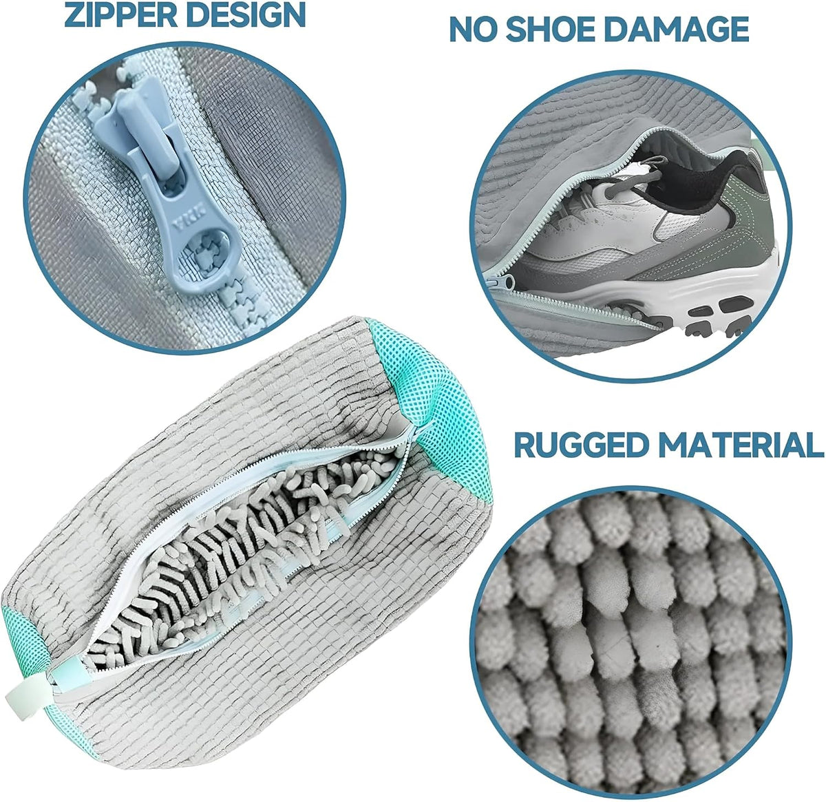 2PCS Shoe Washing Machine Bag, Reusable Shoe Cleaning Laundry Bag for Sneakers, Fits All Types & Sizes (Grey)