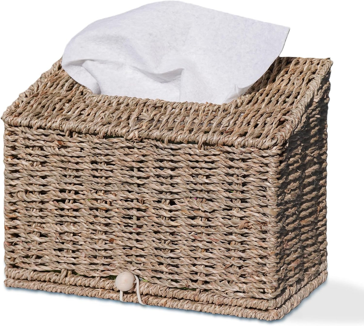 Seagrass Hand Towels Box Cover for Kleenex Disposable Paper Hand Towels, Handwoven Towel Holder, Wicker Tissue Box Cover for Bathroom, Bedroom, Office, Tabletop, Kitchen