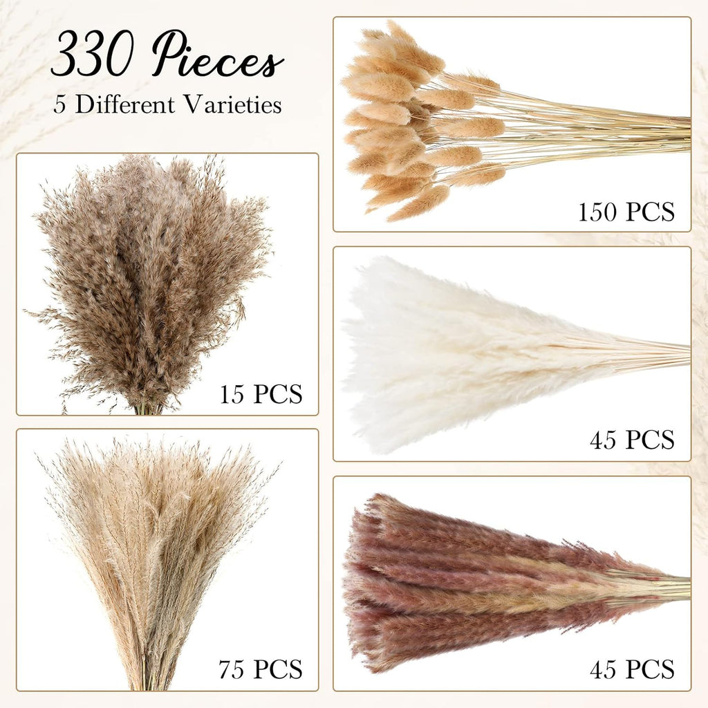 330 Pcs Dried Pampas Grass 17 Inch Fall Decorations for Home
