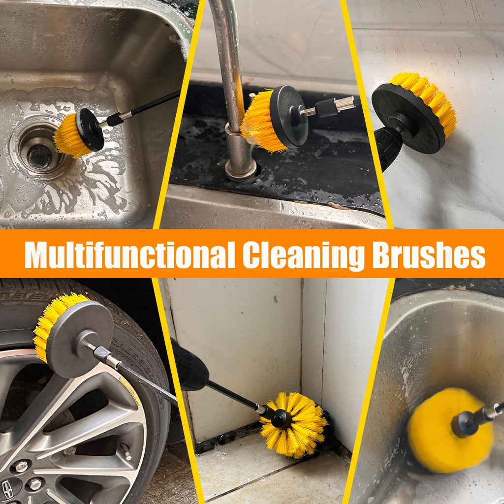 10Pcs Drill Brush Attachment Set, Drill Scrubber Brush Kit Include Scrub Pads, Drill Cleaning Brush Attachment Set for Bathroom, Tub, Tile,Floor, Grout, Boat