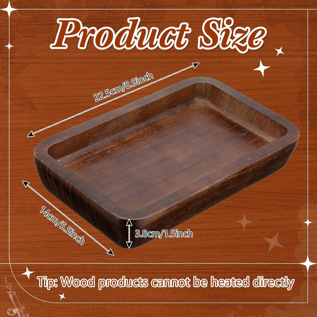 Jingmore 4 Pcs Wooden Bowl Square Tray Dough Charcuterie Board
